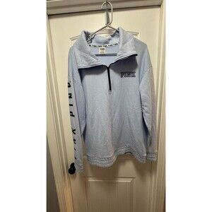PINK Victoria’s Secret Blue Quarter Zip Pullover Sweatshirt Medium
